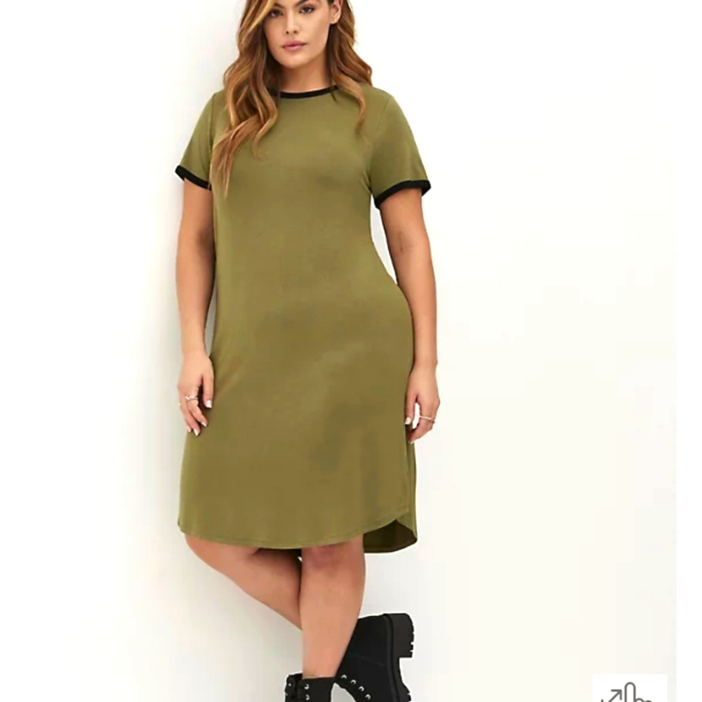 TORRID NWT T-Shirt Dress Super Soft Knit Olive Green 3X